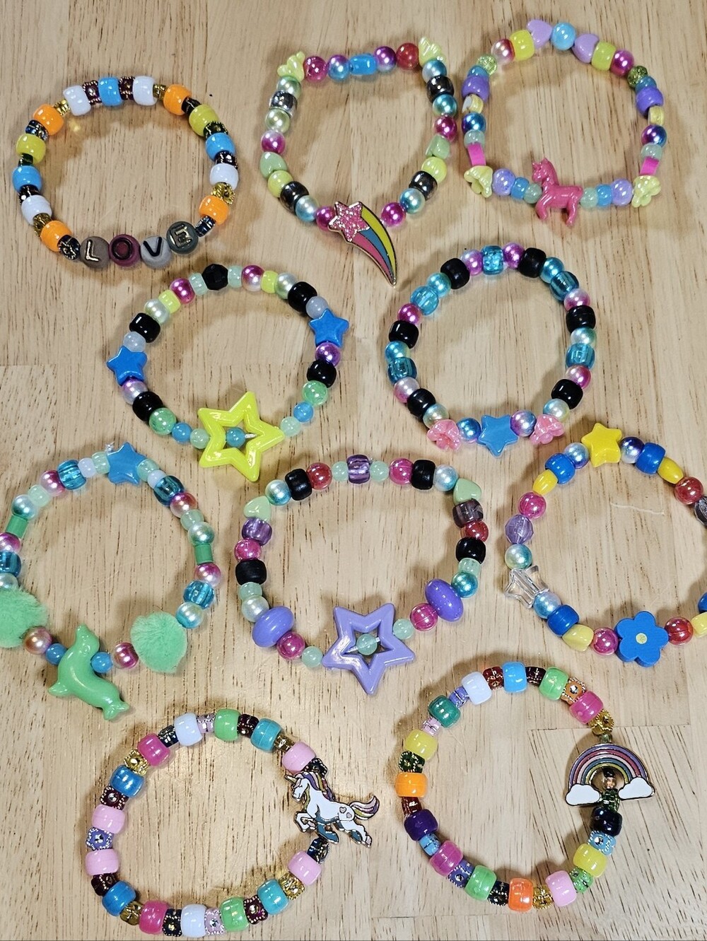 Star Unicorn Kandi Bracelet Bundle Set of 10